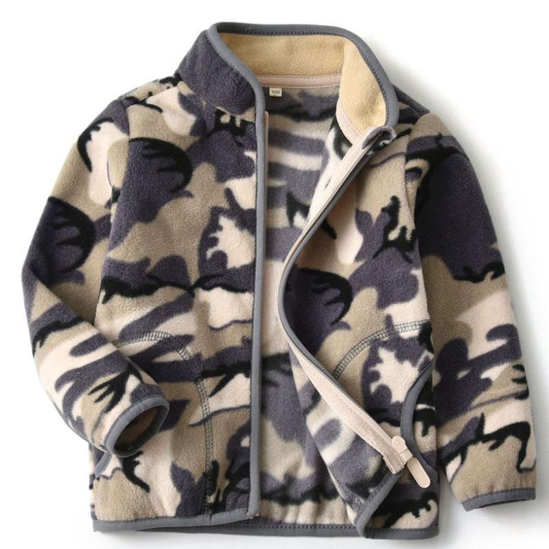 Kids’ Thick Fur Coat – Printed Winter Jacket with Zipper for Boys & Girls