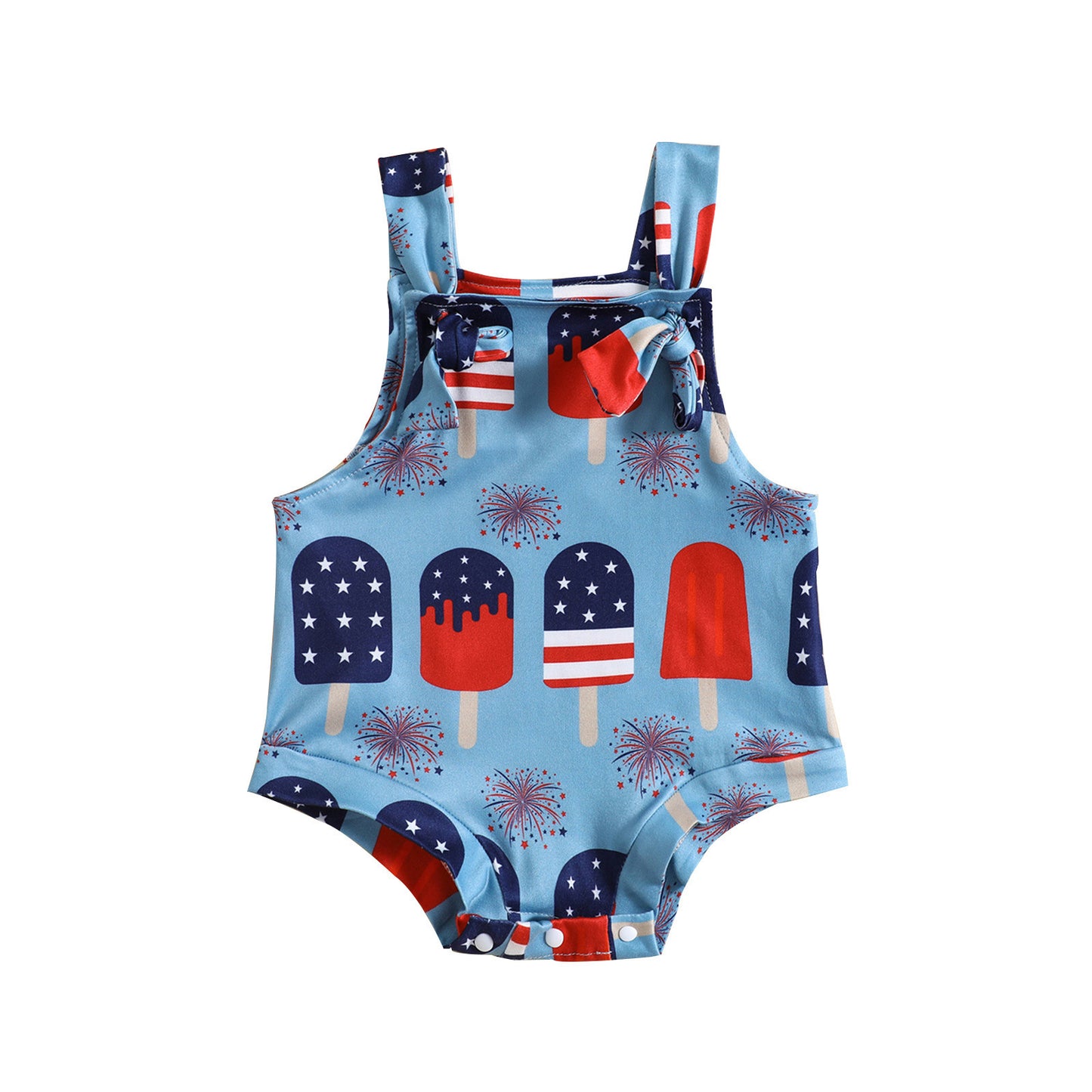 Baby Suspender Pants – Front-Knot Printed Overalls for Boys & Girls