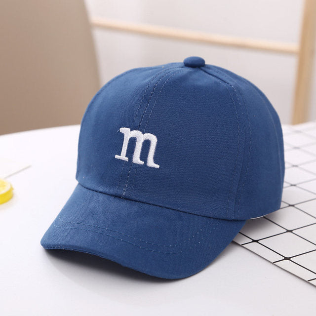 Kids Baseball Cap – Boys Cotton Hat with Letter M Embroidery