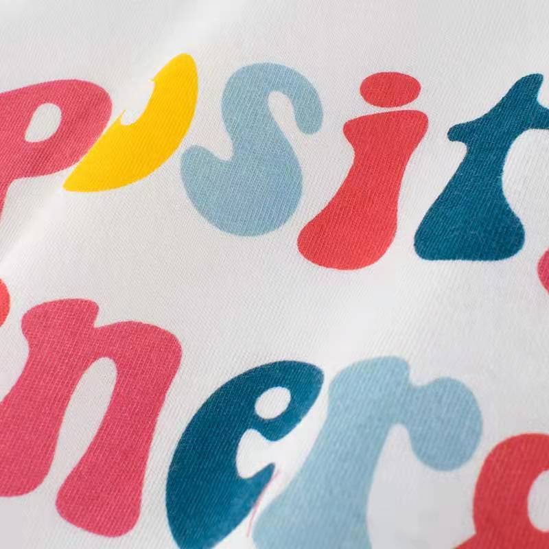 Girls Alphabet Print T-Shirt – Cute Cartoon Short-Sleeve Top