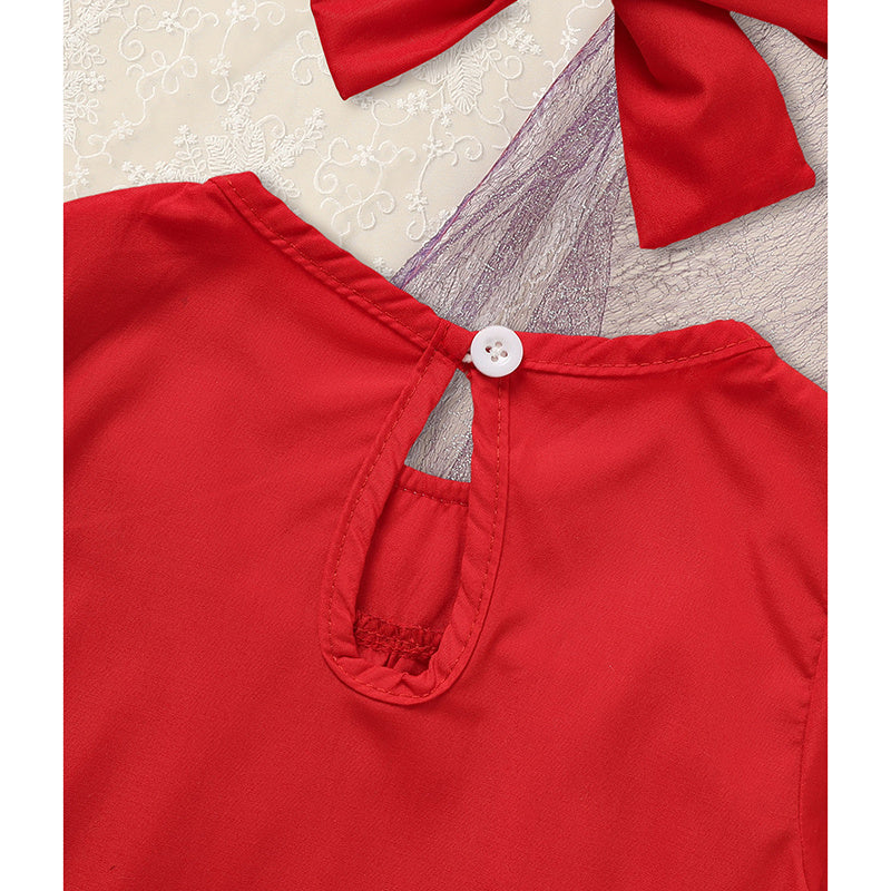 Toddler Baby Girls Christmas Dress – Wreath Embroidered Party Outfit with Headband