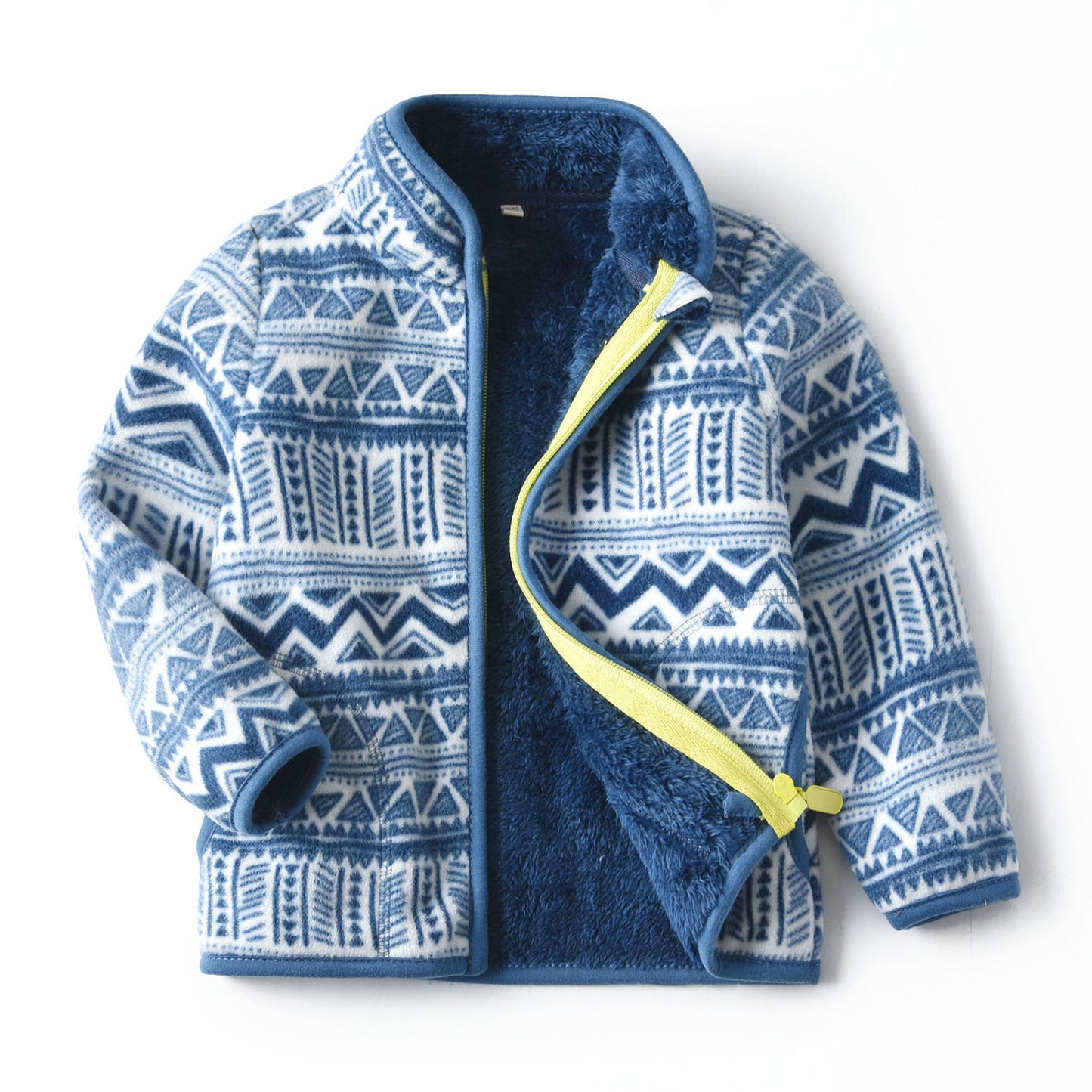 Kids’ Thick Fur Coat – Printed Winter Jacket with Zipper for Boys & Girls