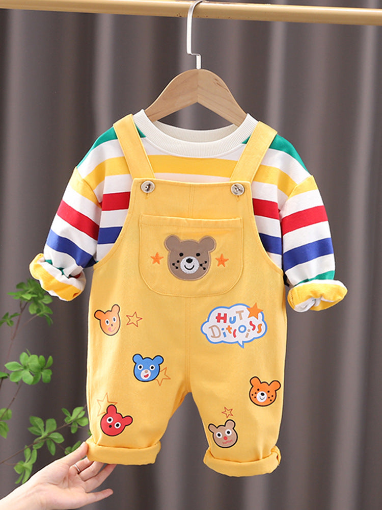 Boys’ Overalls Set – Casual Top & Dungarees Outfit for Kids