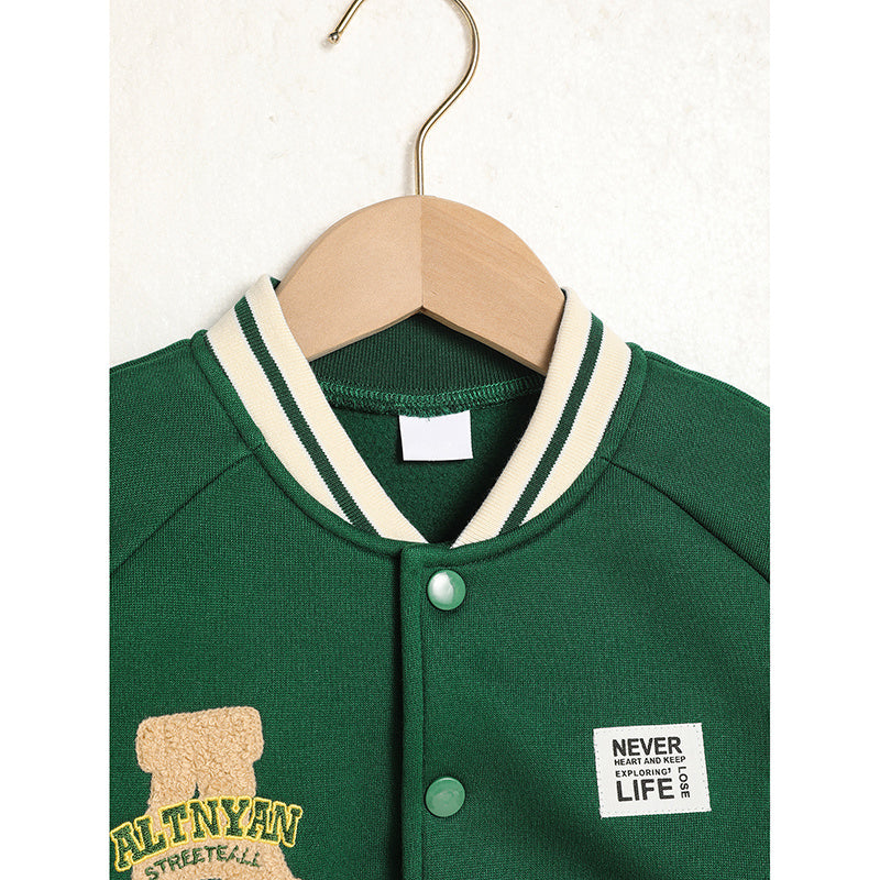 Toddler Kids Boys Girls Letter Embroidered Jacket – Baseball Collar Casual Coat