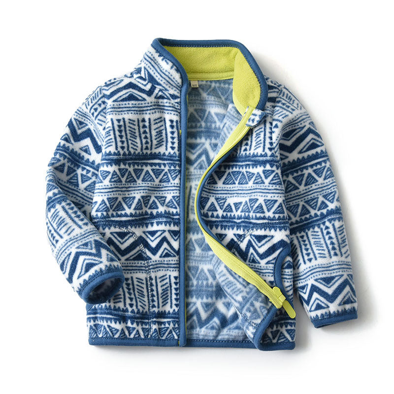 Kids’ Thick Fur Coat – Printed Winter Jacket with Zipper for Boys & Girls