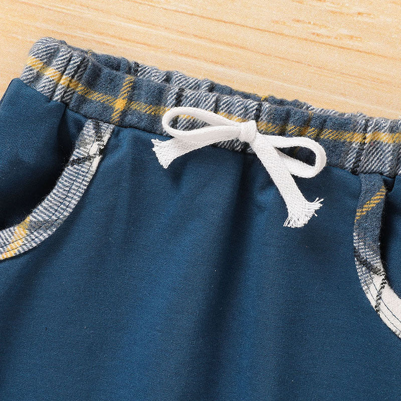 2-Piece Toddler Boy Outfit | Plaid Hoodie Sweatshirt & Pants Set