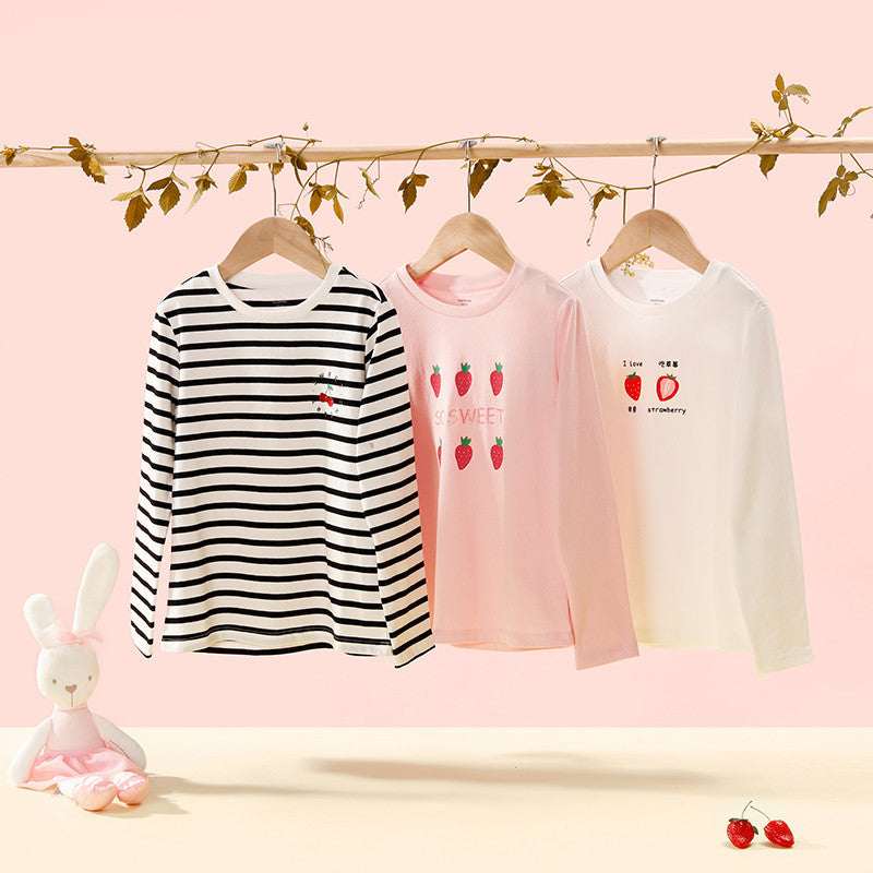 Girls’ Long-Sleeve T-Shirt – Sweet Cotton Bottoming Shirt for Big Kids