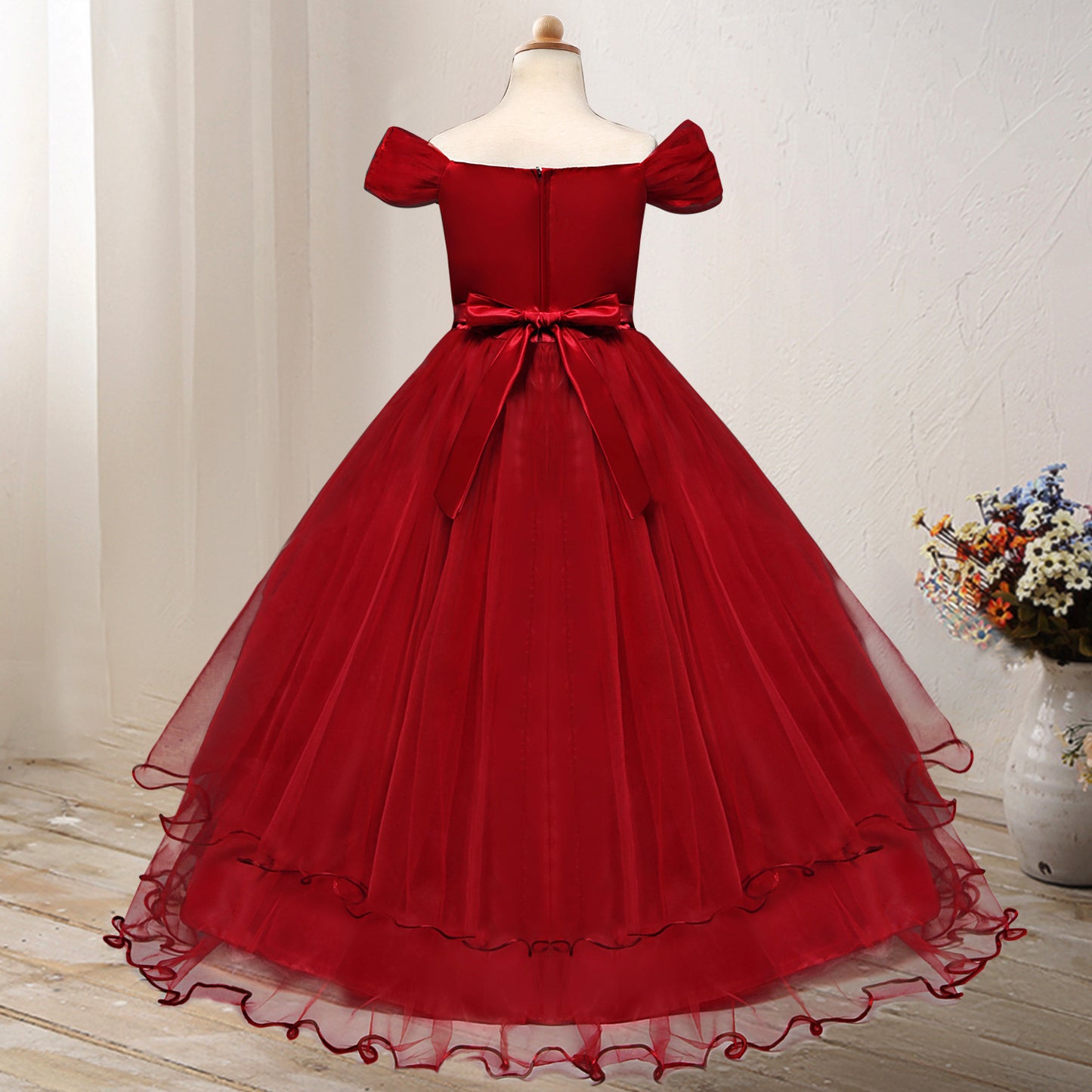 One-Shoulder Princess Flower Girl Dress – Elegant Costume for Parties & Weddings