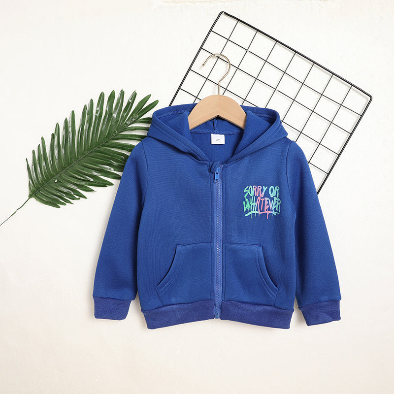 Toddler Girl Zip Up Hoodie Jacket – Letter Print Long Sleeve Sweatshirt