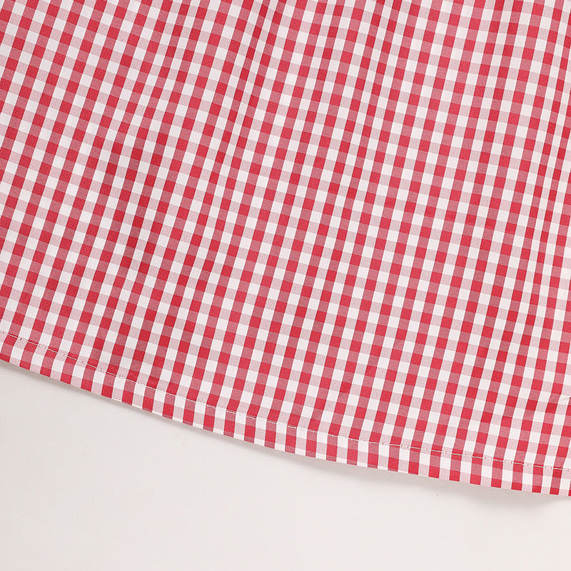 Girls Back to School Plaid Dress – Smocked Collar & Puff Sleeves
