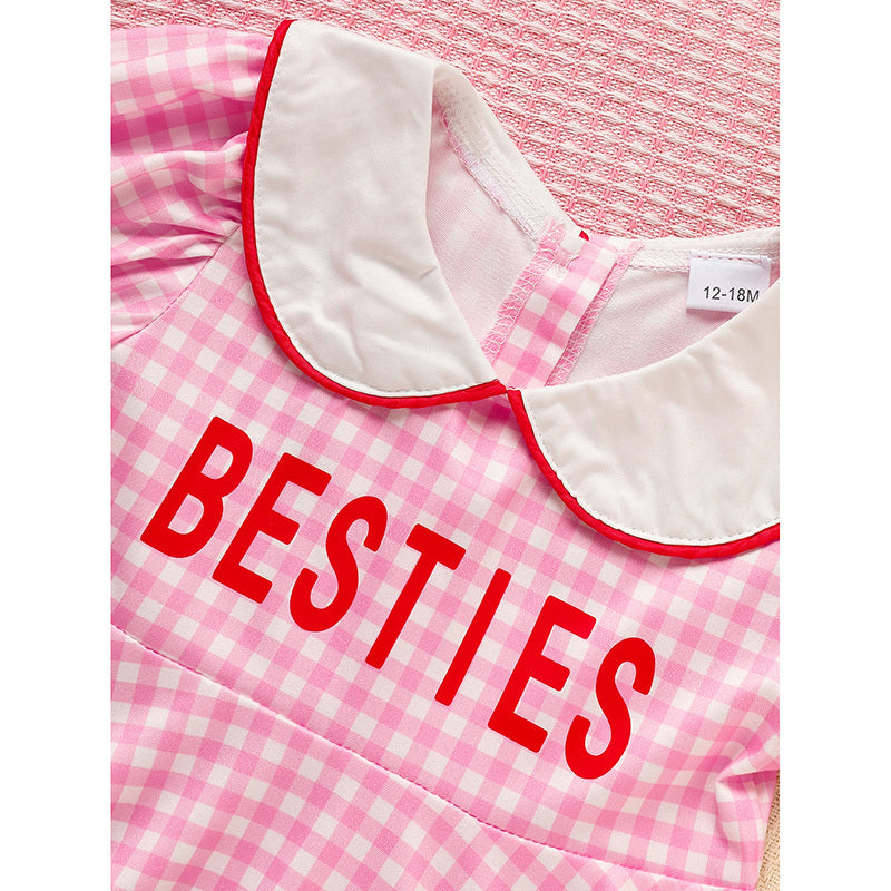Baby Toddler Girl Short Sleeve Heart Print Dress – Doll Collar with Headband