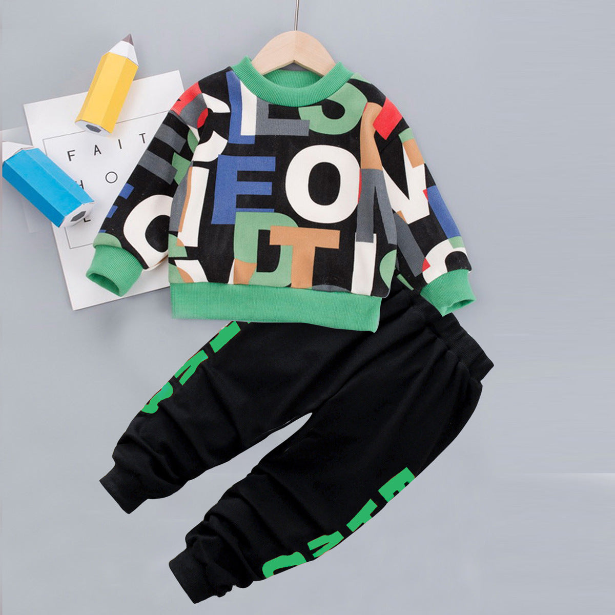 Spring Children's Clothing Set – Boys & Girls Two-Piece Cartoon Sweater Outfit