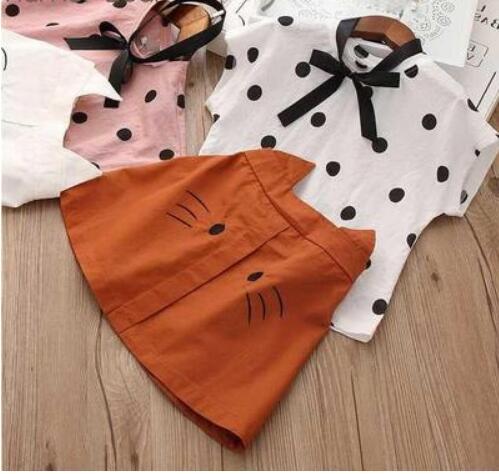 Girls' Summer Clothing Set – Big Bow T-Shirt & Shorts for Kids