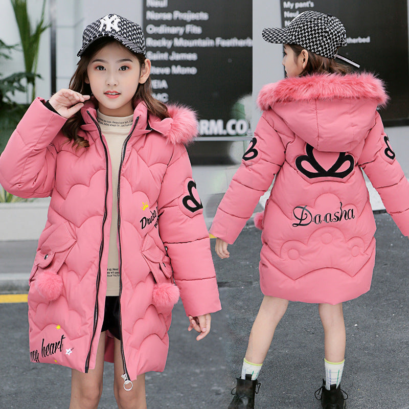Girls' Cotton-Padded Winter Jacket – Warm Hooded Coat for Cold Weather