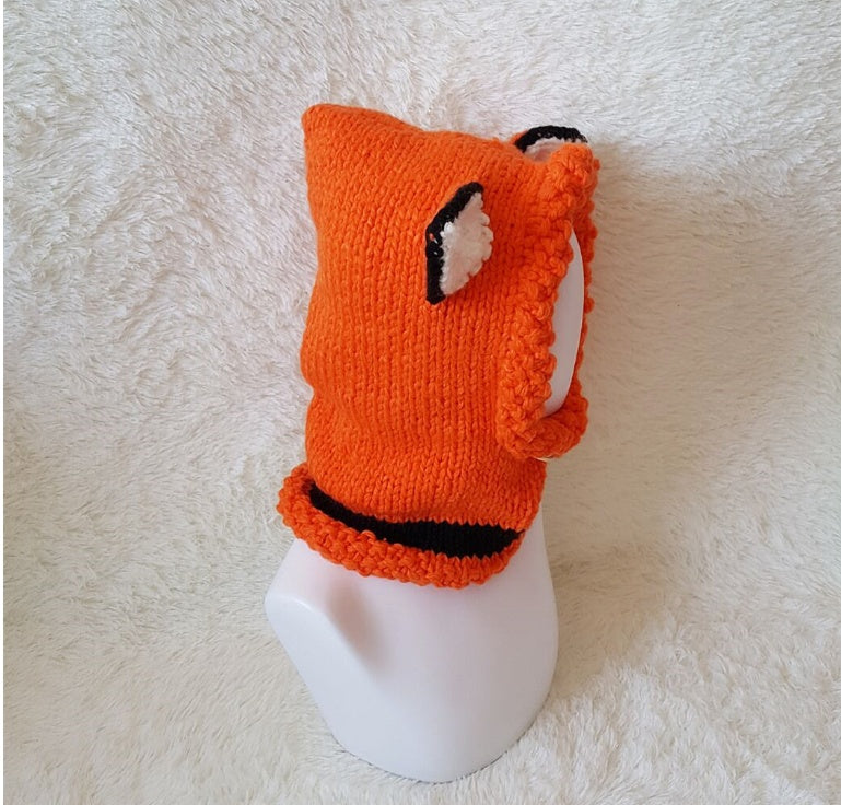 Children’s Wool Knit Hat – Hand-Knitted Warm Earmuffs & Cape Cap