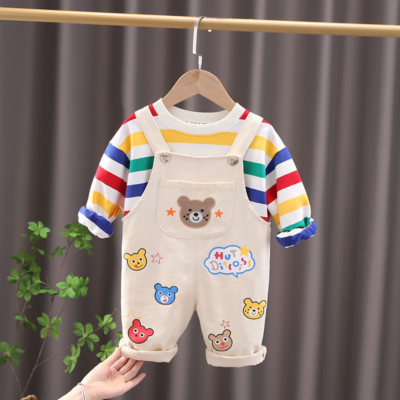 Boys’ Overalls Set – Casual Top & Dungarees Outfit for Kids