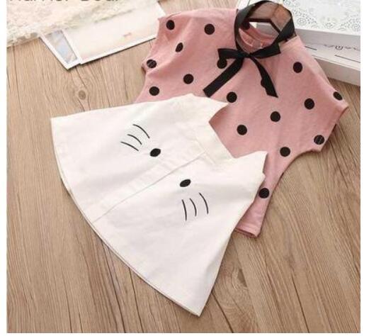 Girls' Summer Clothing Set – Big Bow T-Shirt & Shorts for Kids