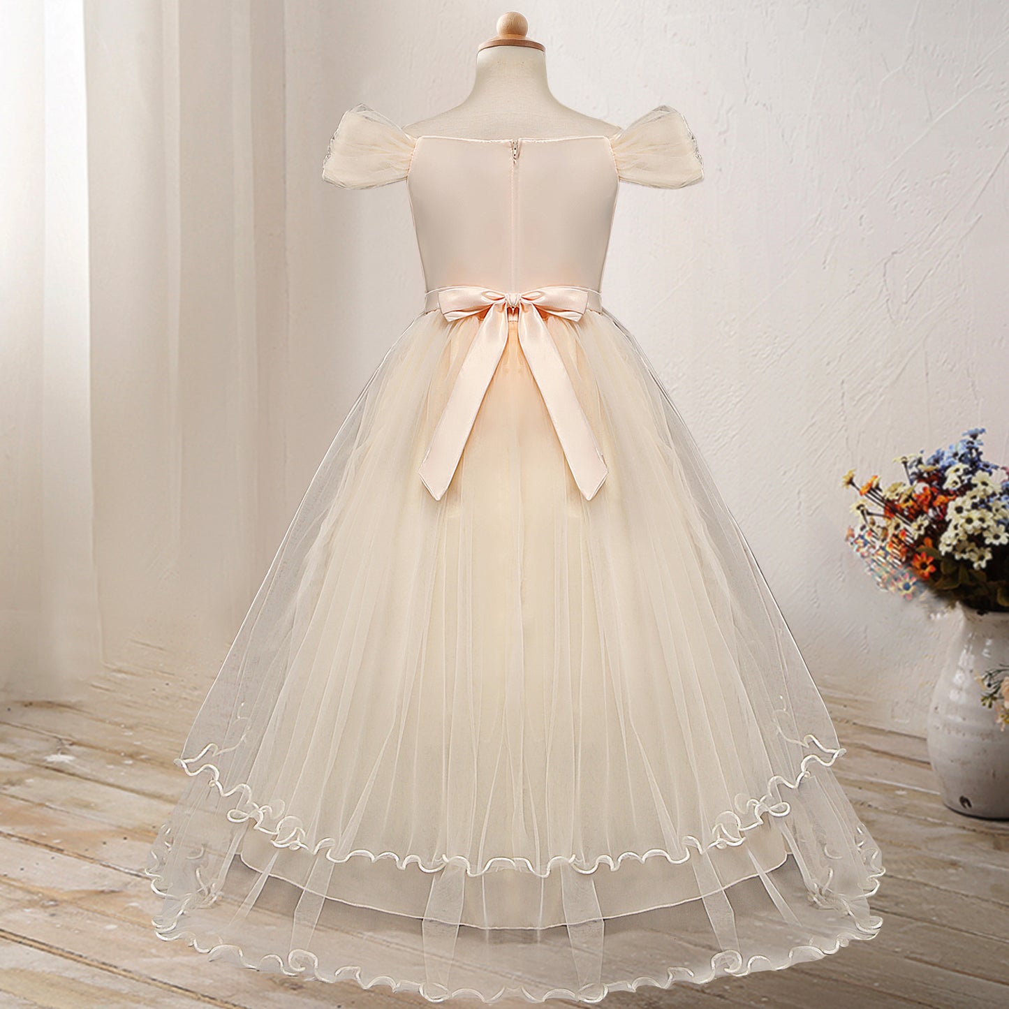 One-Shoulder Princess Flower Girl Dress – Elegant Costume for Parties & Weddings