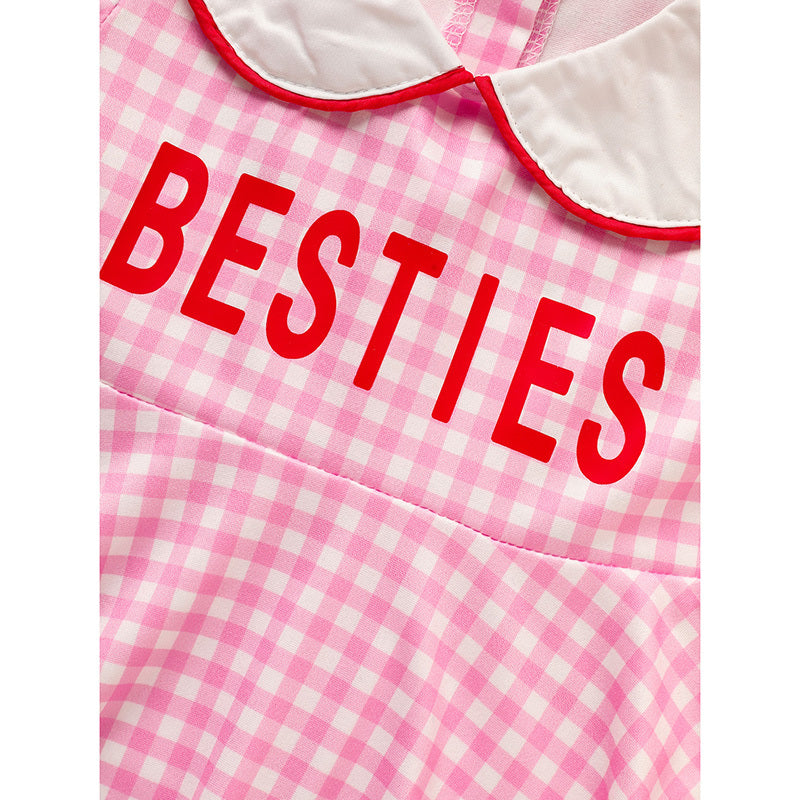 Baby Toddler Girl Short Sleeve Heart Print Dress – Doll Collar with Headband