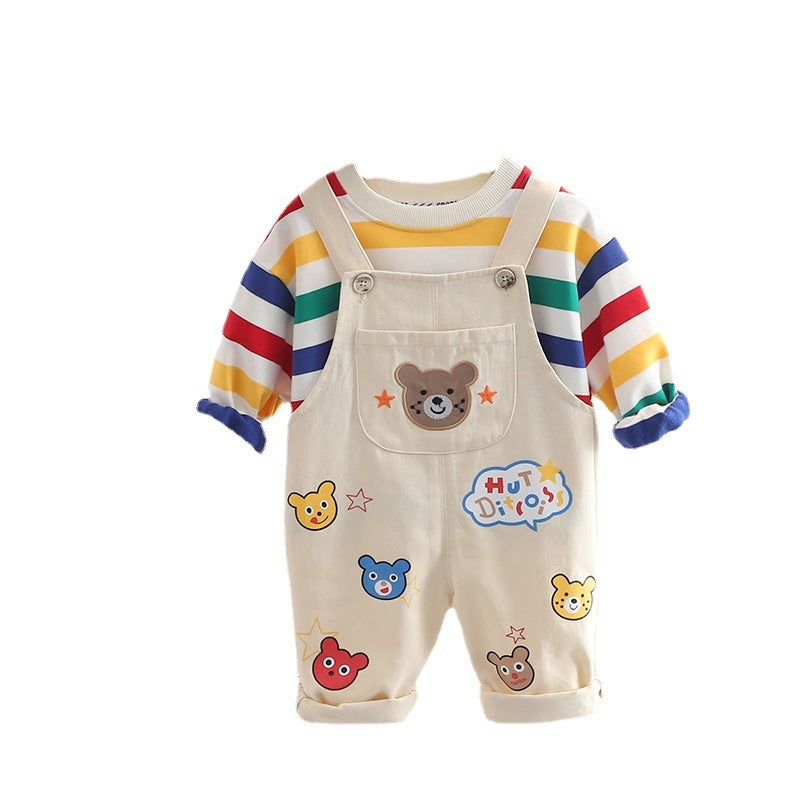 Boys’ Overalls Set – Casual Top & Dungarees Outfit for Kids