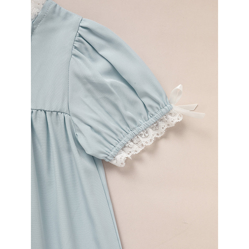 Toddler Girl Summer Princess Party Dress – Lace Puff Sleeve Outfit