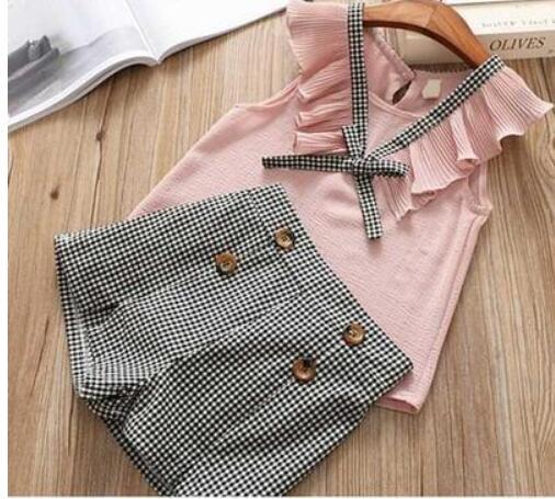 Girls' Summer Clothing Set – Big Bow T-Shirt & Shorts for Kids