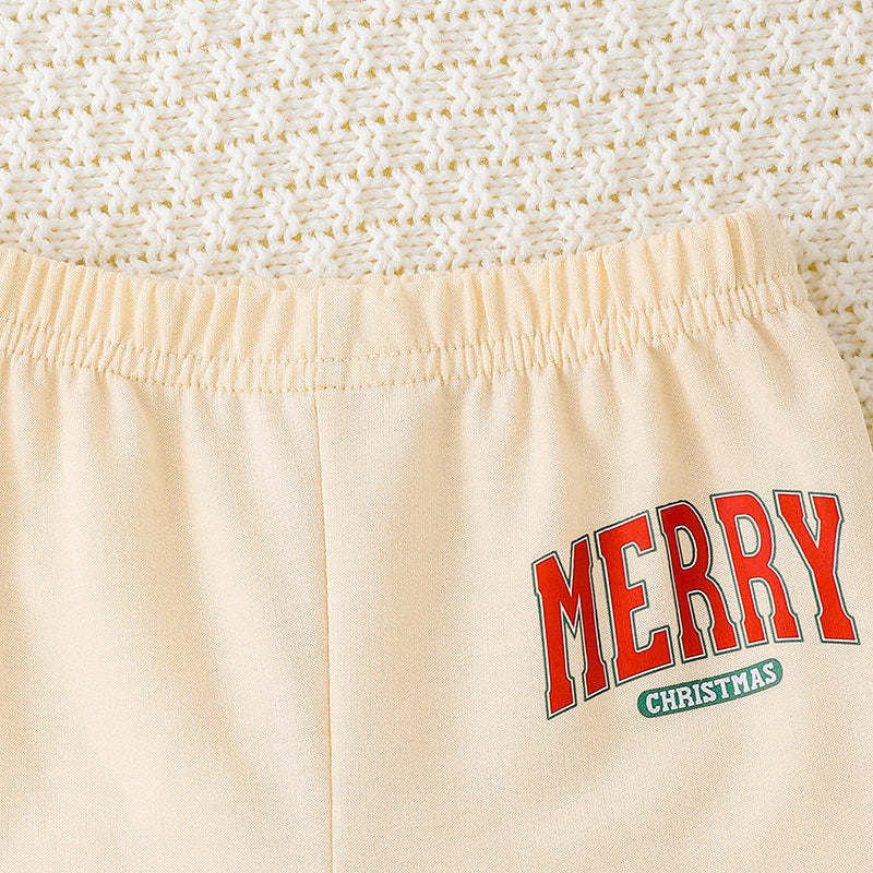 Baby Girls 2PCS Christmas Outfit – Merry Christmas Sweatshirt & Pants Set