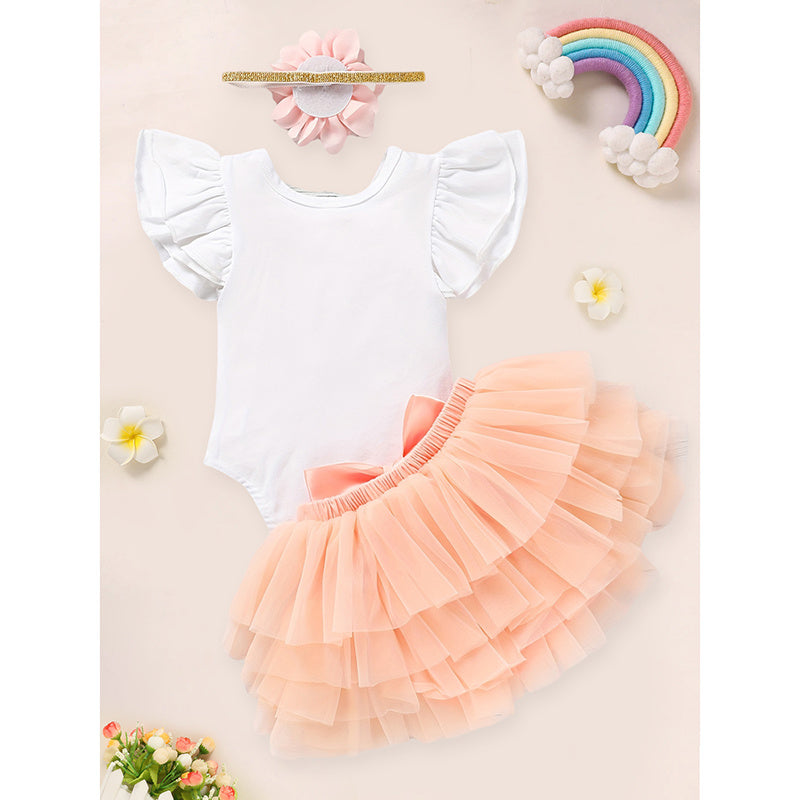 3-Piece Newborn Baby Girl Outfit | Letter Romper, Tutu Skirt & Headband Set