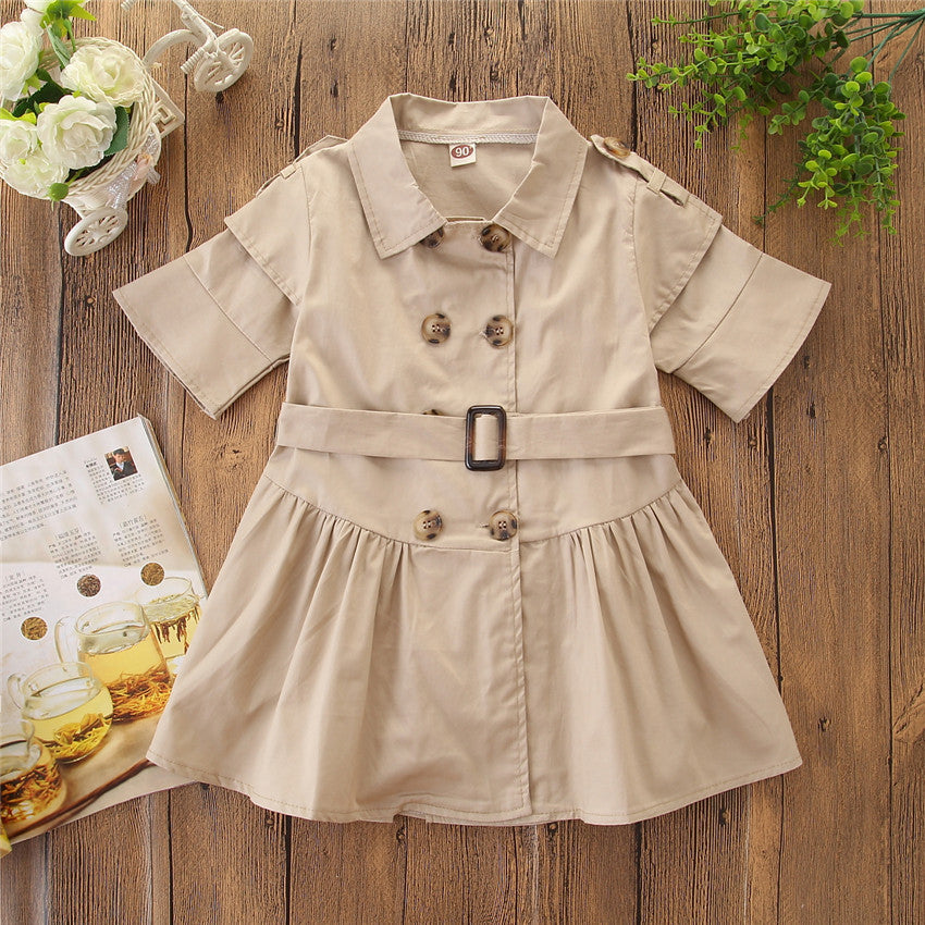 Kids Summer Korean Style Clothing – Beige Shirt & Girls' Dress for Medium to Large Children