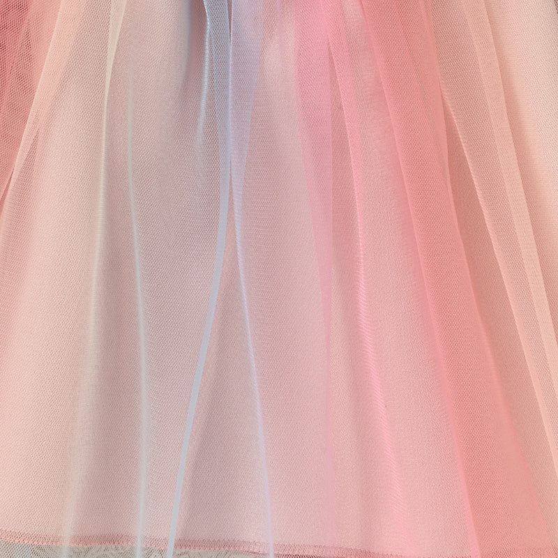 Baby Girl Rainbow Tutu Skirt Set – Embroidered Long Sleeve Sweatshirt & Colorful Party Outfit