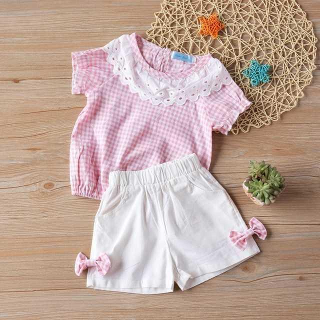 Girls' Summer Clothing Set – Big Bow T-Shirt & Shorts for Kids