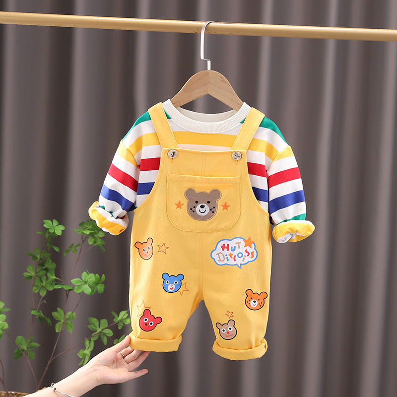 Boys’ Overalls Set – Casual Top & Dungarees Outfit for Kids