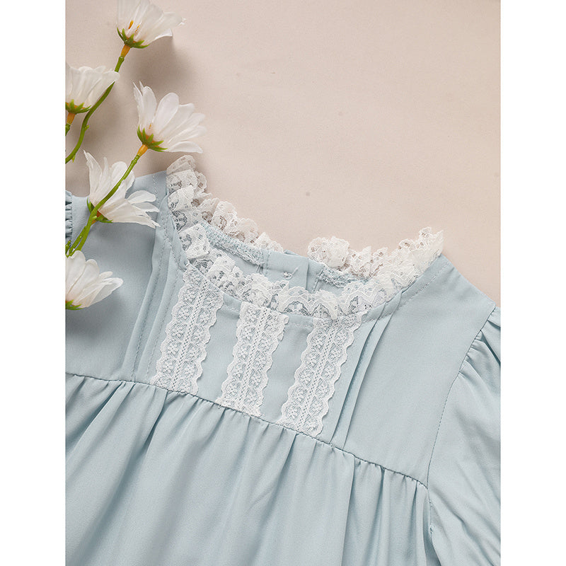 Toddler Girl Summer Princess Party Dress – Lace Puff Sleeve Outfit