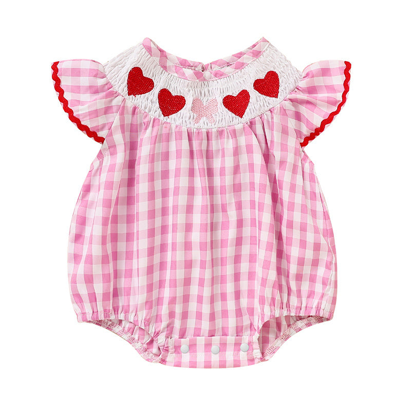 Infant Baby Girls Easter Bunny Smocked Dress – Embroidered Short Sleeve Summer Outfit