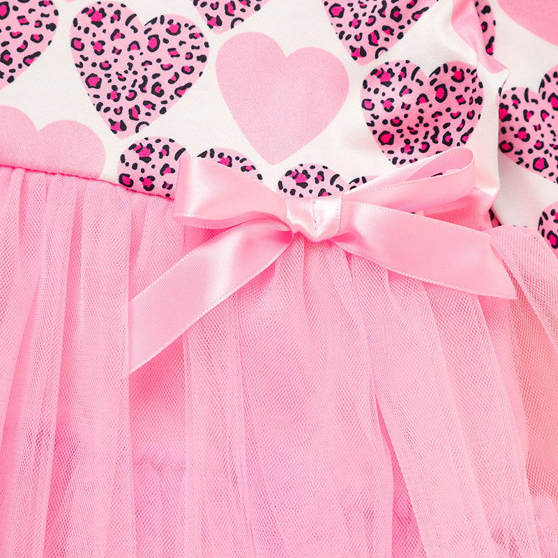 Toddler Girl Long Sleeve Heart Tulle Dress – Valentine & Birthday Party Outfit