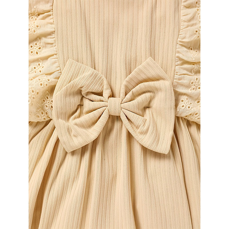 Infant Baby Girl Solid Color Bow Onesie – Square Neck with Headband Summer Outfit