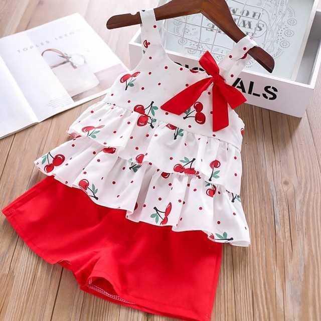 Girls' Summer Clothing Set – Big Bow T-Shirt & Shorts for Kids