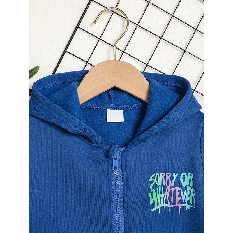 Toddler Girl Zip Up Hoodie Jacket – Letter Print Long Sleeve Sweatshirt