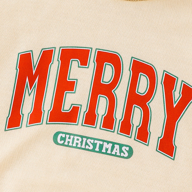 Baby Girls 2PCS Christmas Outfit – Merry Christmas Sweatshirt & Pants Set