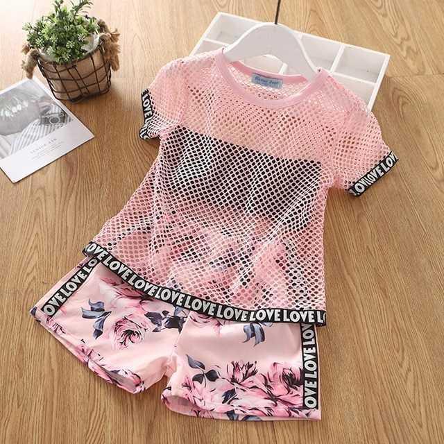 Girls' Summer Clothing Set – Big Bow T-Shirt & Shorts for Kids