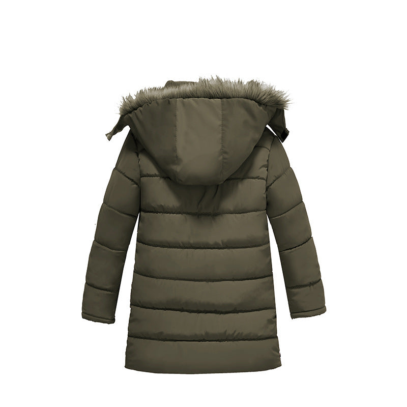 Boys Large Fur Collar Padded Warm Cotton Jacket – Winter Coat