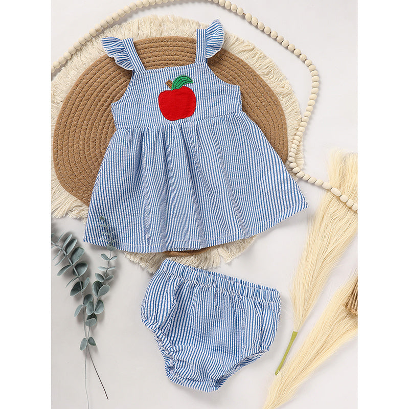 Kids Baby Girl Back to School Outfit – Ruffle Sleeve Top & Shorts Set