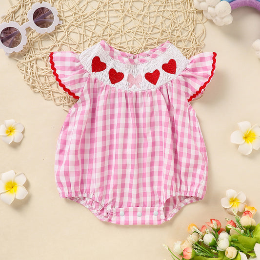 Infant Baby Girls Easter Bunny Smocked Dress – Embroidered Short Sleeve Summer Outfit