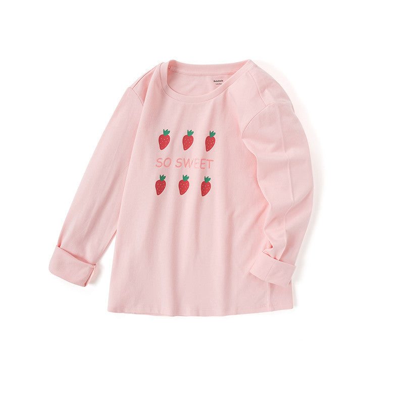 Girls’ Long-Sleeve T-Shirt – Sweet Cotton Bottoming Shirt for Big Kids