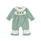 Newborn Baby Girl St. Patrick’s Day Bodysuit – Green Plaid Clover Print Long Sleeve