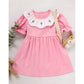 Toddler Baby Girl Spring Tulip Smocked Dress – Short Sleeve Princess Dress with Embroidery