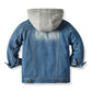 Children’s Two-Piece Denim Jacket & Hooded Casual Top – Fashionable Kids Outfit