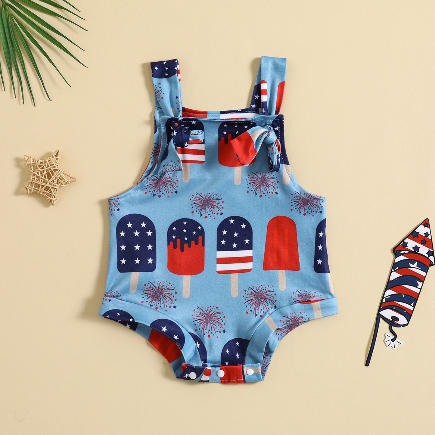 Baby Suspender Pants – Front-Knot Printed Overalls for Boys & Girls