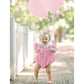 Infant Girls' Cute Birthday Smocked Bubble Romper Short Sleeves Crew Neck Cartoon Embroidery Princess Party Romper Bodysuit