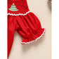 Toddler Infant Girls Christmas Dress – Smocked Tree Embroidery Party Dress